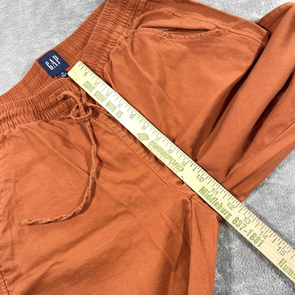 Gap Linen Blend Pants Womens Medium Orange Drawstring Elastic Waist Relaxed - Picture 5 of 11